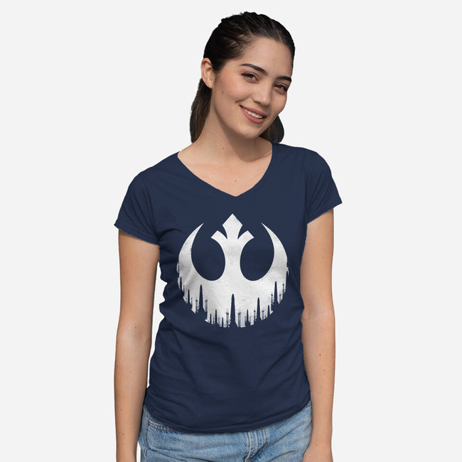 Rebel Wings-Womens-V-Neck-Tee-rocketman_art