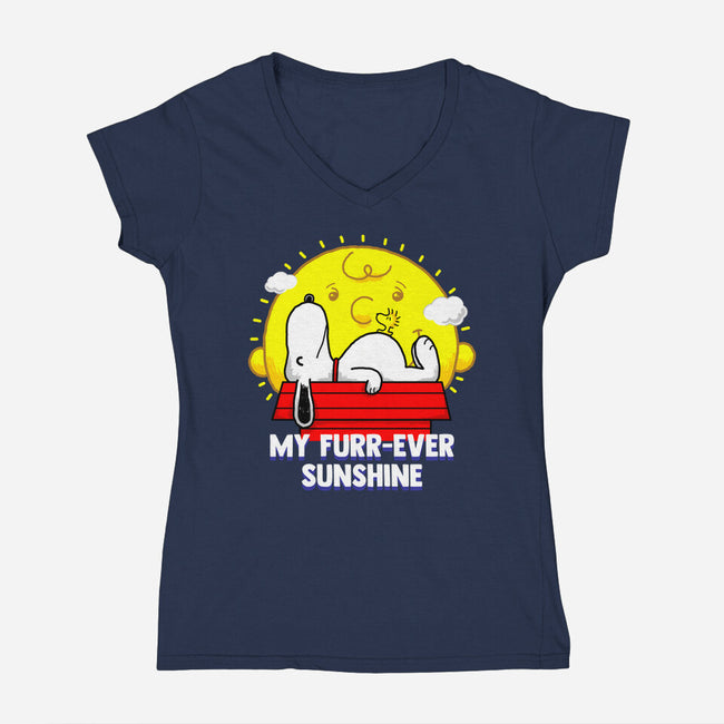 Furr Ever Sunshine-Womens-V-Neck-Tee-krisren28