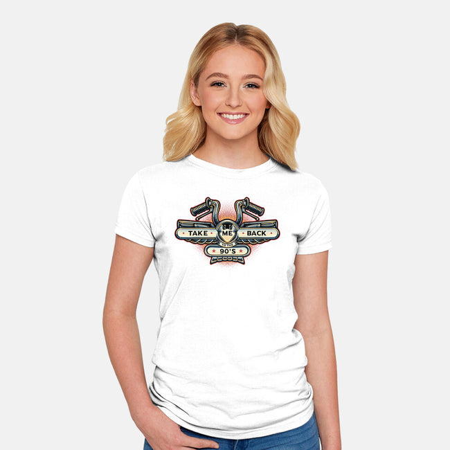 Take Me Back To The 90s-Womens-Fitted-Tee-glitchygorilla