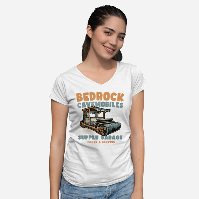 Cave Mobiles Supply Garage-Womens-V-Neck-Tee-glitchygorilla