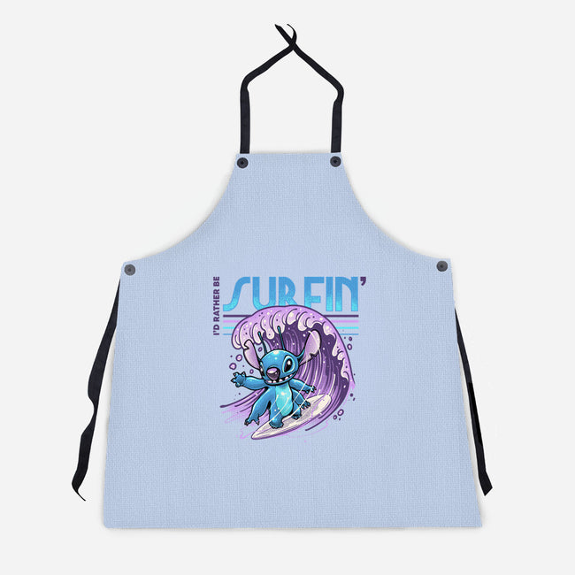 I'd Rather Be Surfin-Unisex-Kitchen-Apron-glitchygorilla