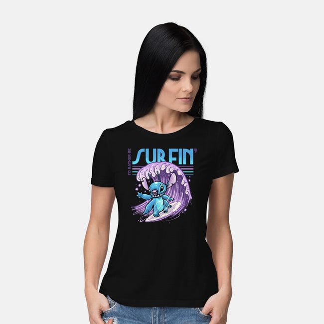 I'd Rather Be Surfin-Womens-Basic-Tee-glitchygorilla