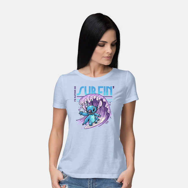 I'd Rather Be Surfin-Womens-Basic-Tee-glitchygorilla