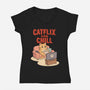 Catflix And Chill-Womens-V-Neck-Tee-Tri haryadi