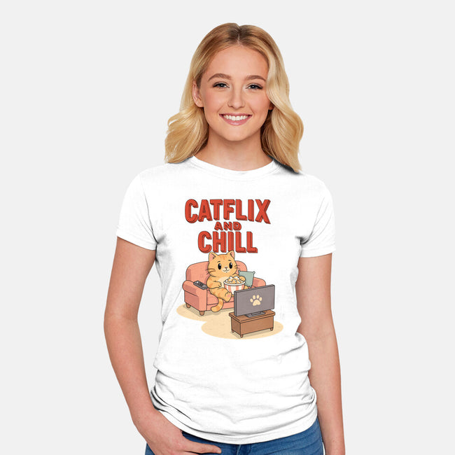 Catflix And Chill-Womens-Fitted-Tee-Tri haryadi