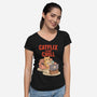 Catflix And Chill-Womens-V-Neck-Tee-Tri haryadi