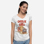 Catflix And Chill-Womens-V-Neck-Tee-Tri haryadi