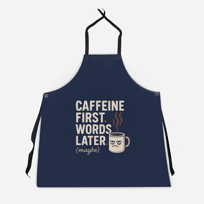 Caffeine First Words Later-Unisex-Kitchen-Apron-Popnotic