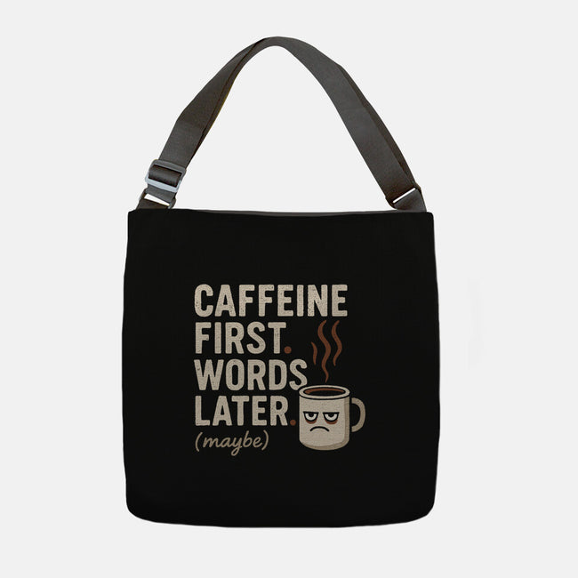 Caffeine First Words Later-None-Adjustable Tote-Bag-Popnotic