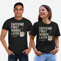 Caffeine First Words Later-Unisex-Basic-Tee-Popnotic