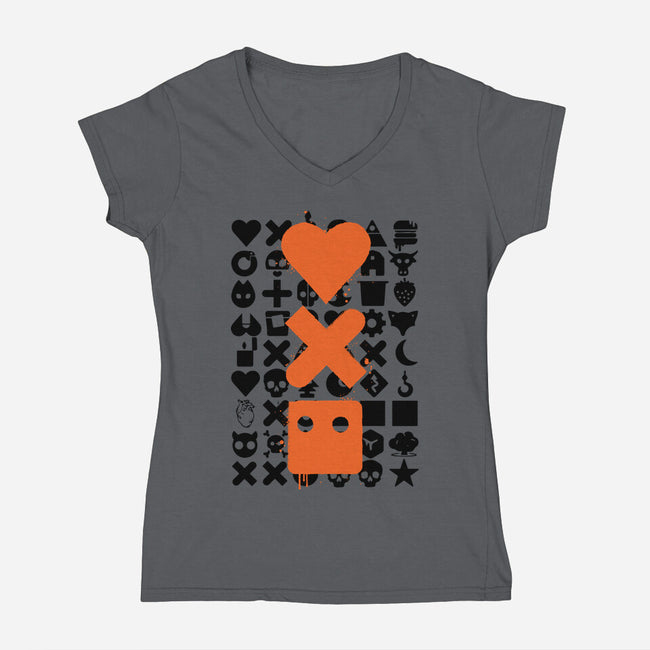 LD And Robots-Womens-V-Neck-Tee-DrMonekers