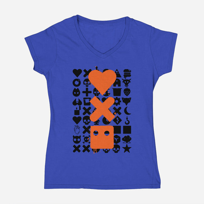 LD And Robots-Womens-V-Neck-Tee-DrMonekers