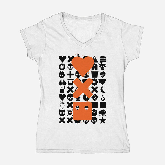 LD And Robots-Womens-V-Neck-Tee-DrMonekers