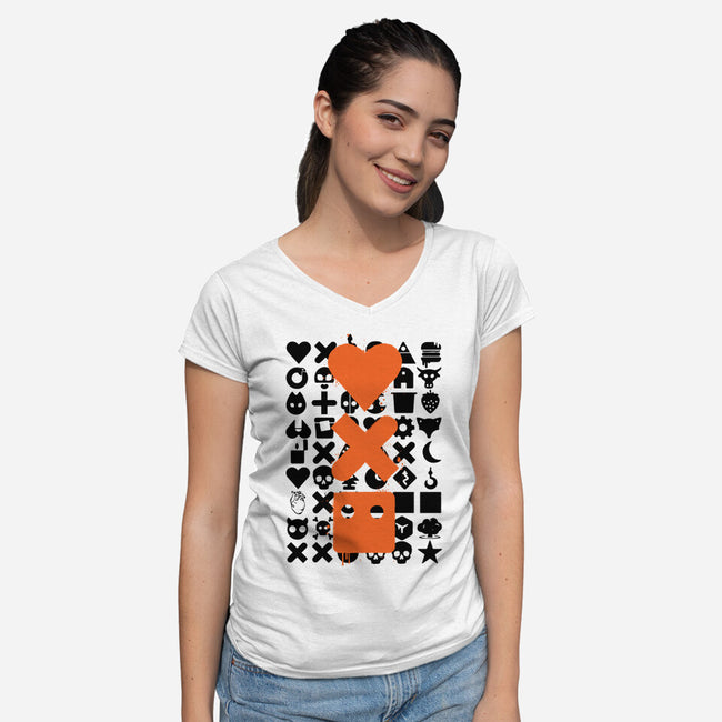 LD And Robots-Womens-V-Neck-Tee-DrMonekers