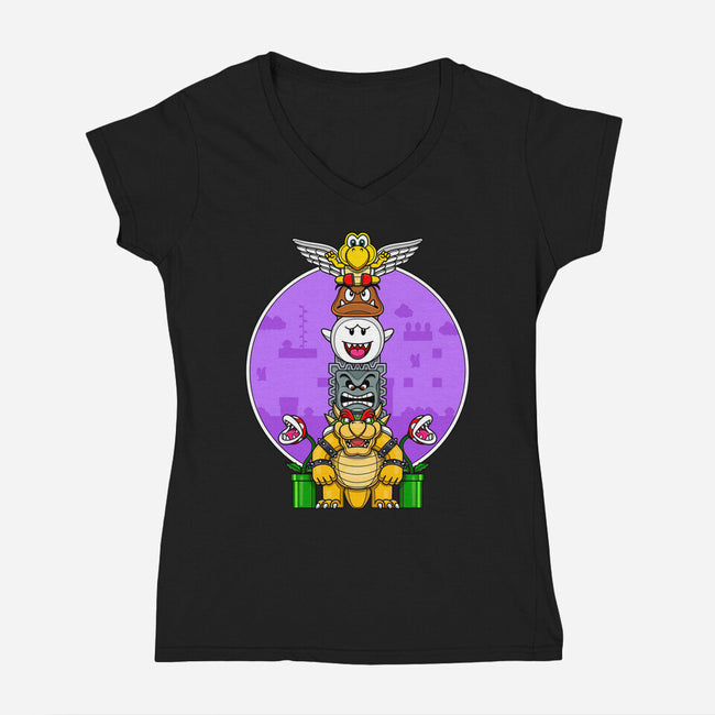 Team Bowser-Womens-V-Neck-Tee-drbutler