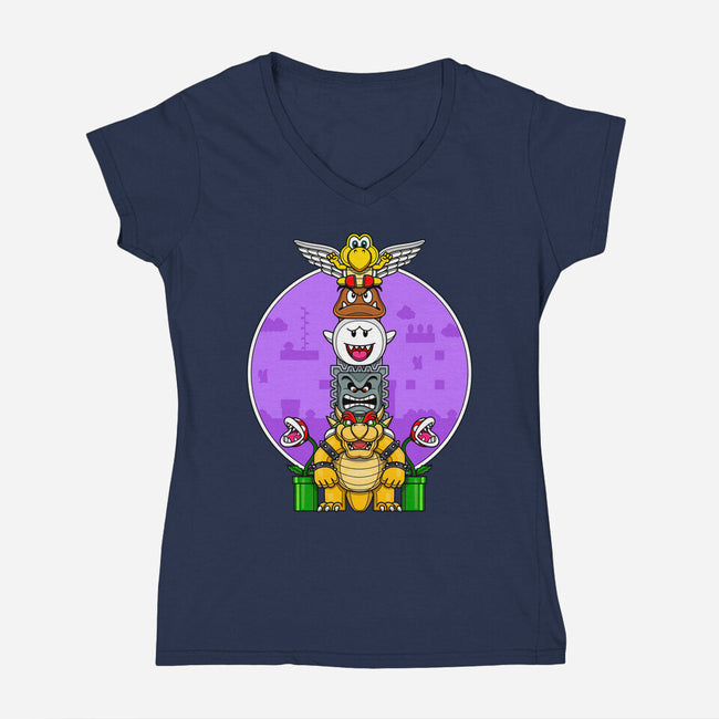 Team Bowser-Womens-V-Neck-Tee-drbutler