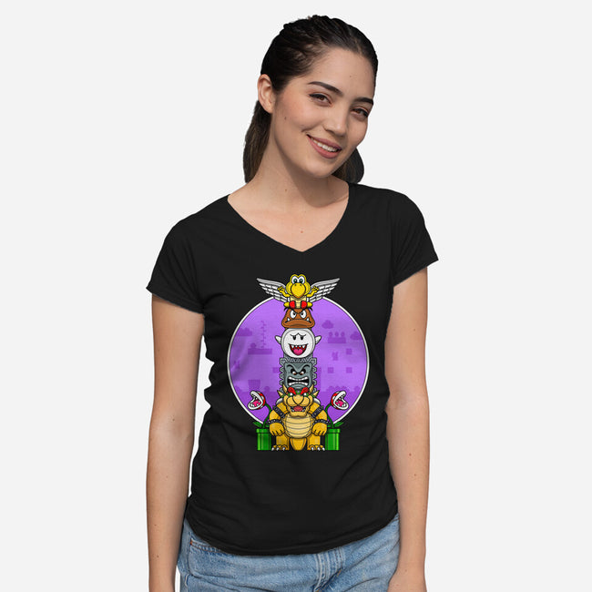 Team Bowser-Womens-V-Neck-Tee-drbutler