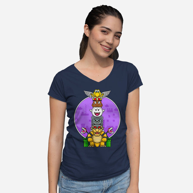 Team Bowser-Womens-V-Neck-Tee-drbutler