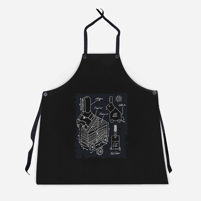 Trojan Rabbit Blueprints-Unisex-Kitchen-Apron-drbutler