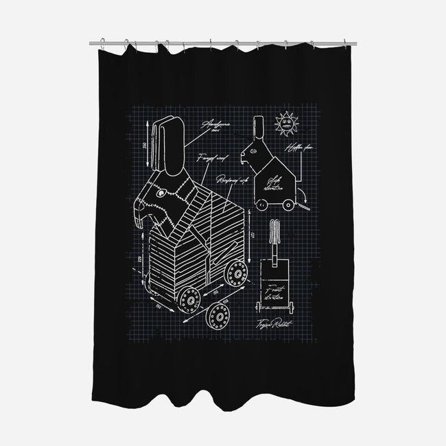 Trojan Rabbit Blueprints-None-Polyester-Shower Curtain-drbutler