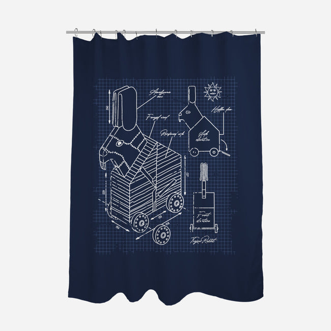 Trojan Rabbit Blueprints-None-Polyester-Shower Curtain-drbutler