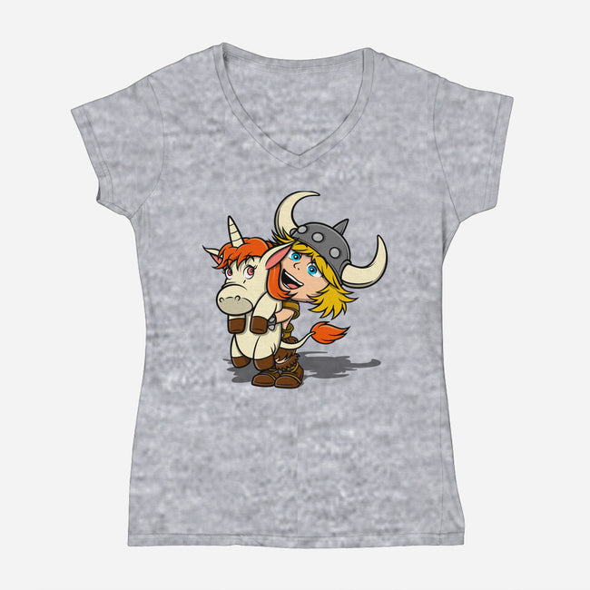 Unicorns And Dungeons-Womens-V-Neck-Tee-drbutler