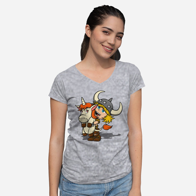 Unicorns And Dungeons-Womens-V-Neck-Tee-drbutler