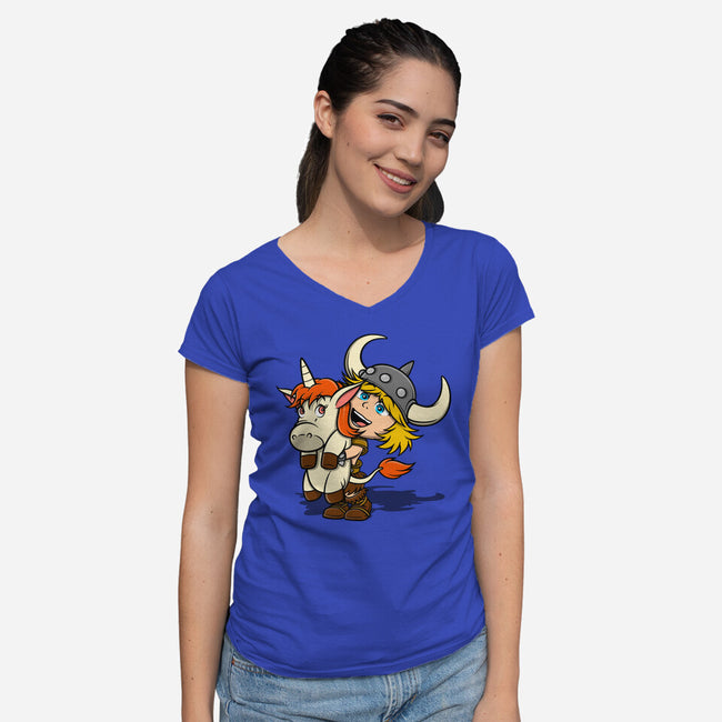 Unicorns And Dungeons-Womens-V-Neck-Tee-drbutler