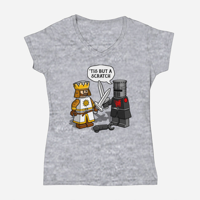 Tis But A Block Scratch-Womens-V-Neck-Tee-drbutler