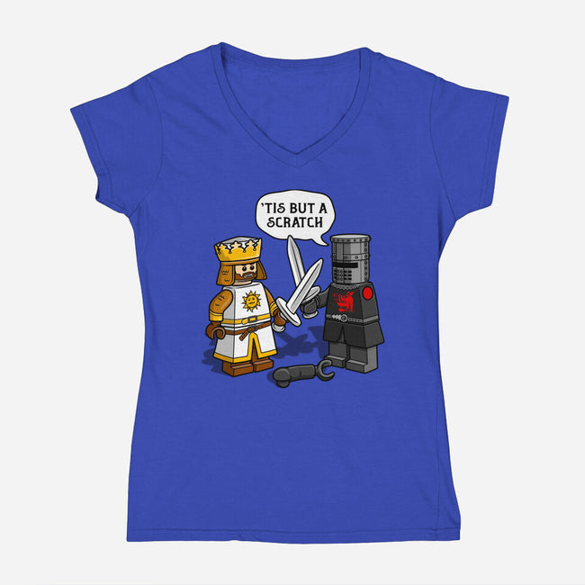 Tis But A Block Scratch-Womens-V-Neck-Tee-drbutler