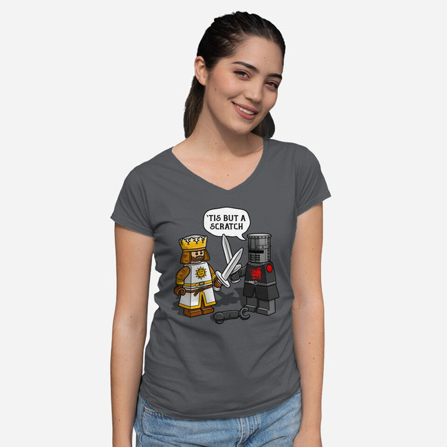 Tis But A Block Scratch-Womens-V-Neck-Tee-drbutler