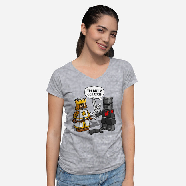 Tis But A Block Scratch-Womens-V-Neck-Tee-drbutler