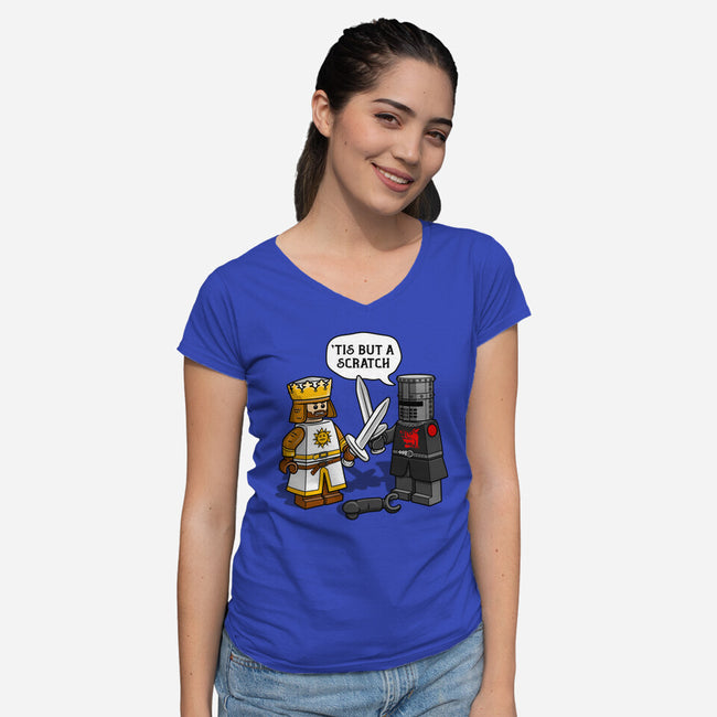 Tis But A Block Scratch-Womens-V-Neck-Tee-drbutler