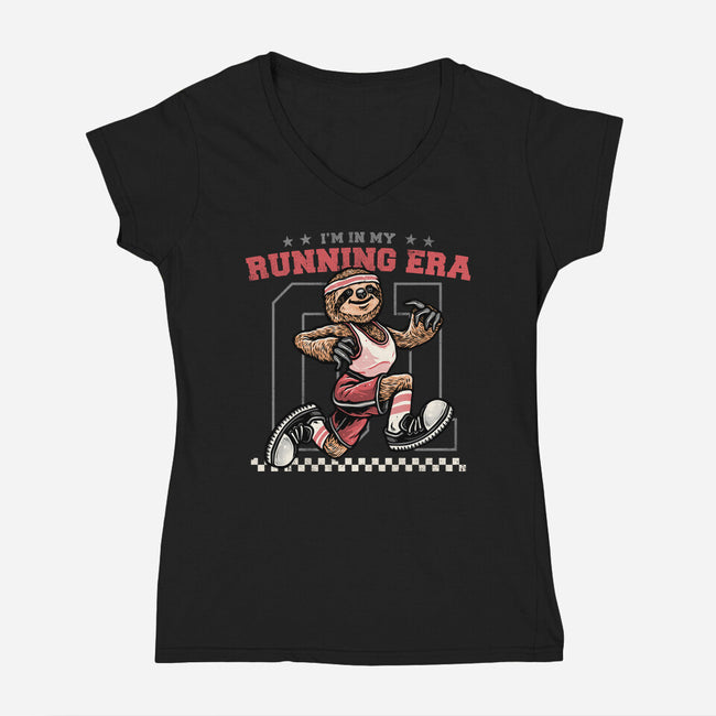 I’m In My Running Era-Womens-V-Neck-Tee-glitchygorilla