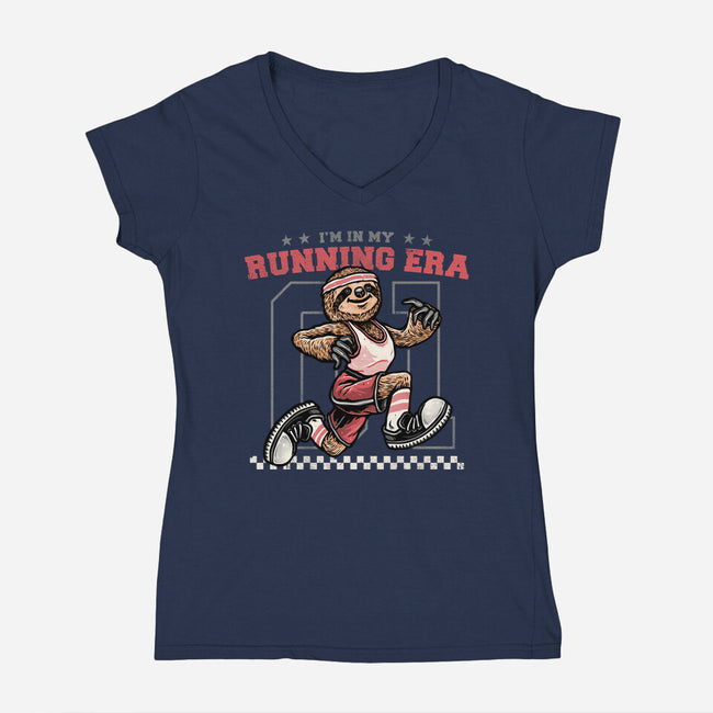 I’m In My Running Era-Womens-V-Neck-Tee-glitchygorilla