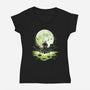 Digi Leaf Moon-Womens-V-Neck-Tee-Vallina84