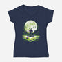 Digi Leaf Moon-Womens-V-Neck-Tee-Vallina84