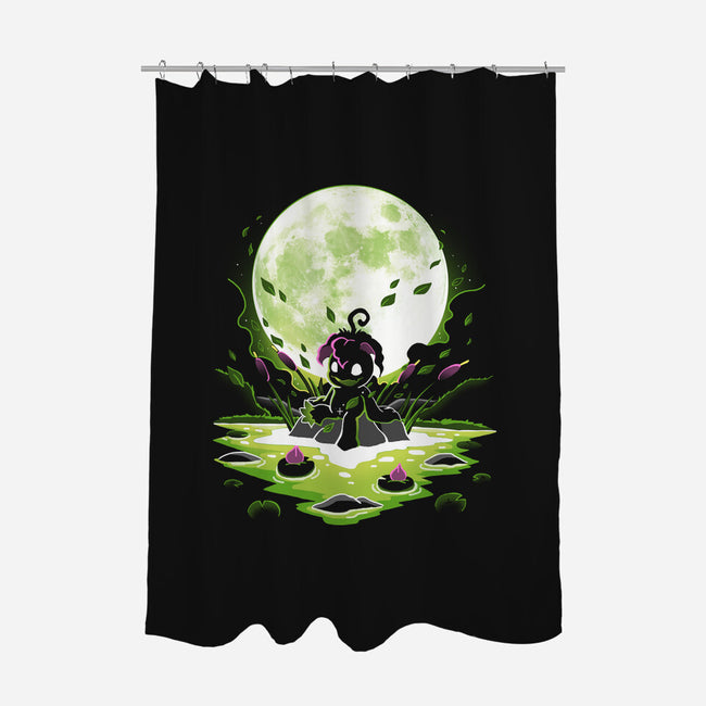 Digi Leaf Moon-None-Polyester-Shower Curtain-Vallina84