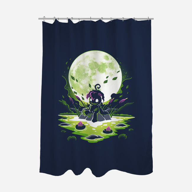 Digi Leaf Moon-None-Polyester-Shower Curtain-Vallina84