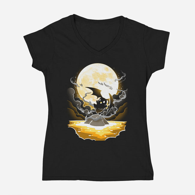 Digi Air moon-Womens-V-Neck-Tee-Vallina84