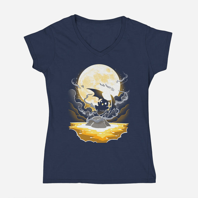 Digi Air moon-Womens-V-Neck-Tee-Vallina84