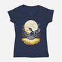Digi Air moon-Womens-V-Neck-Tee-Vallina84