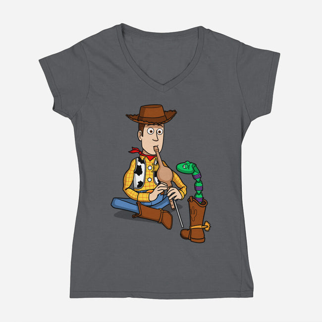 Snake In Boot-Womens-V-Neck-Tee-jasesa