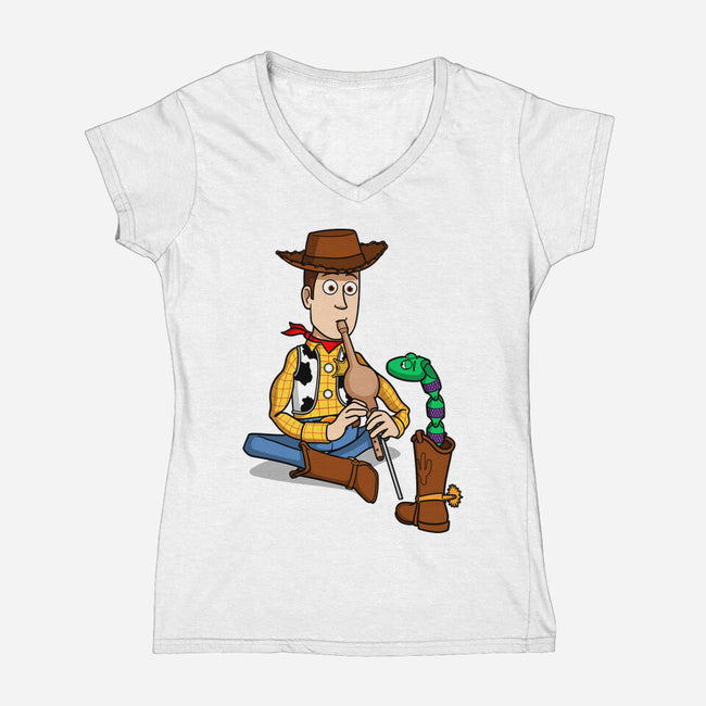Snake In Boot-Womens-V-Neck-Tee-jasesa