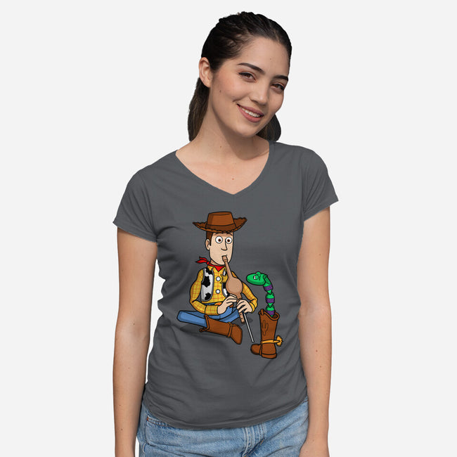 Snake In Boot-Womens-V-Neck-Tee-jasesa