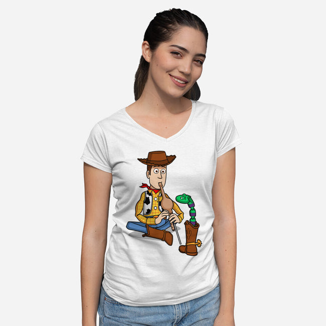 Snake In Boot-Womens-V-Neck-Tee-jasesa