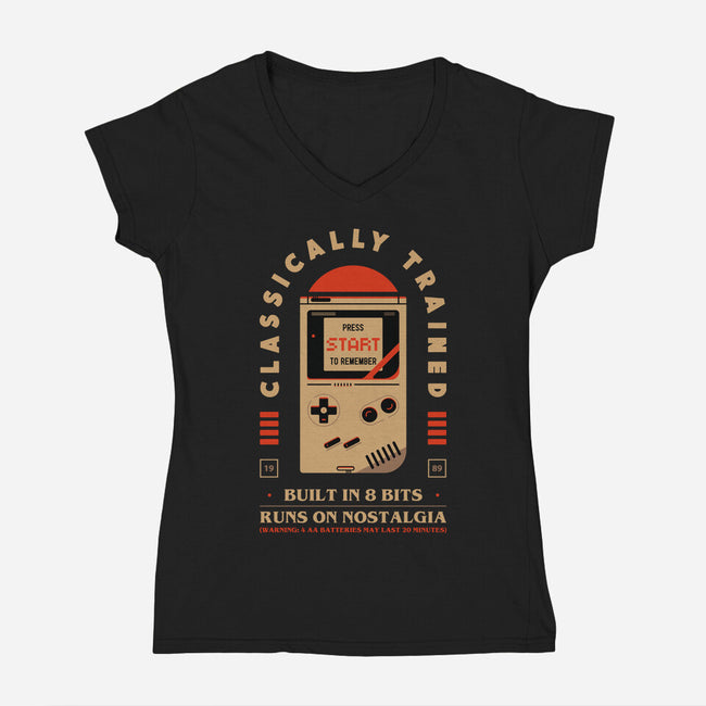 Runs On Nostalgia-Womens-V-Neck-Tee-BadBox