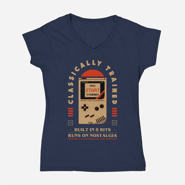 Runs On Nostalgia-Womens-V-Neck-Tee-BadBox