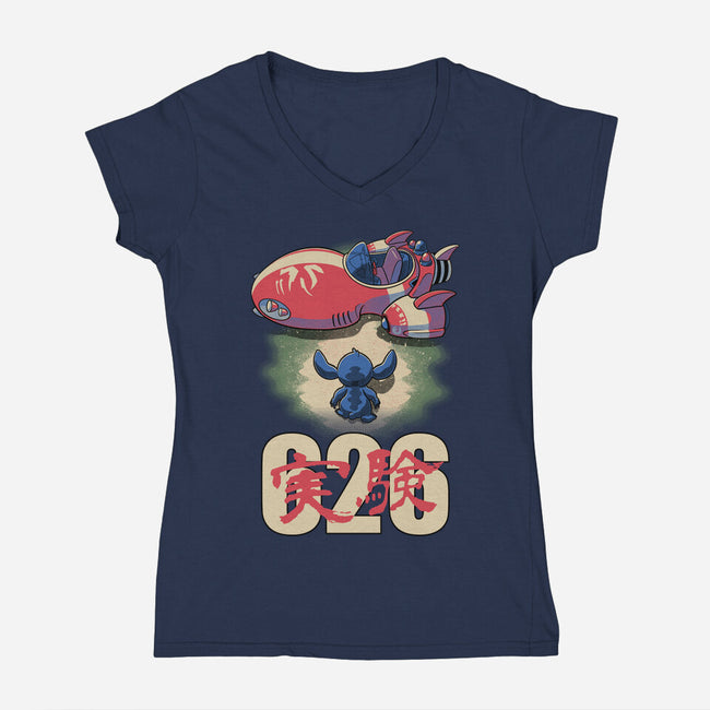 Anime Alien Spaceship-Womens-V-Neck-Tee-Studio Mootant