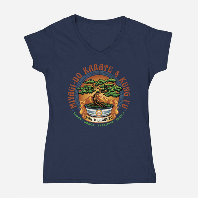 Karate And Kung Fu-Womens-V-Neck-Tee-glitchygorilla